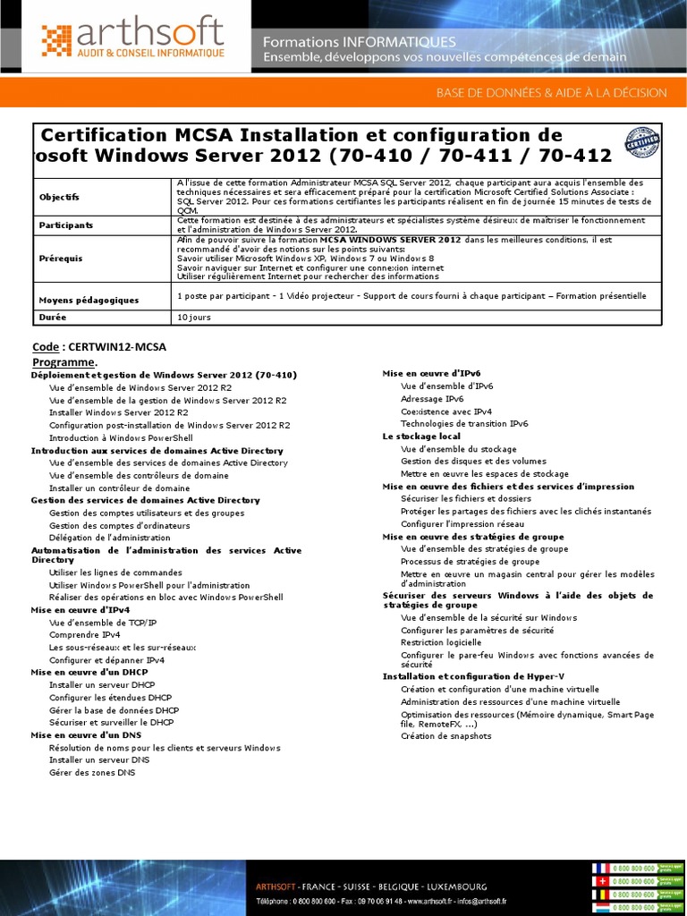 Formation MCSA Windows Server 2012 | PDF | Stratégies de groupe ...