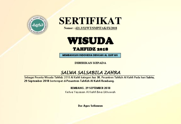 Sertifikat Juz 30