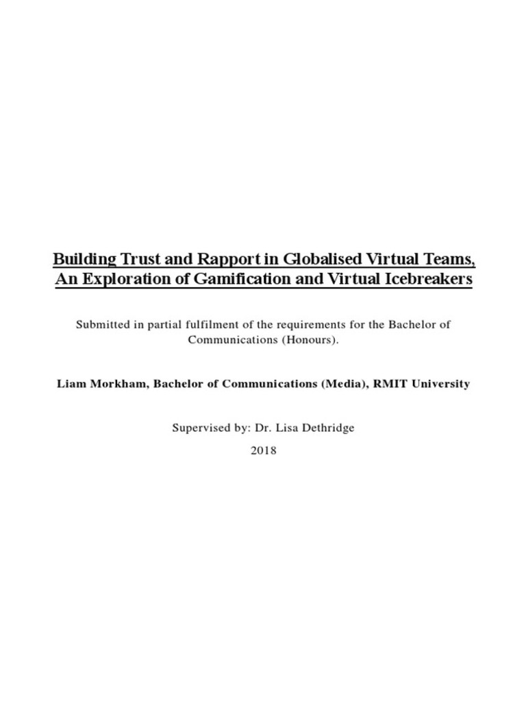 Gamification for Trust in Virtual Teams | PDF | Nonverbal Communication ...