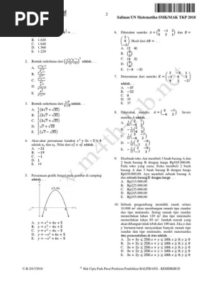 Soal Un 2018 Smk Tkp Www M4th Lab Net