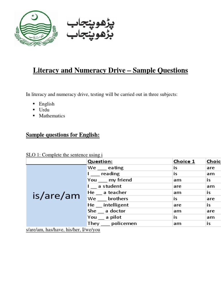 Literacy and Numeracy Sample Questions | PDF | Teaching Mathematics
