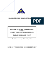 Public Ruling No. 7-2017 Disposal of Plant or Machinery Part I - Other Than Controlled Sales