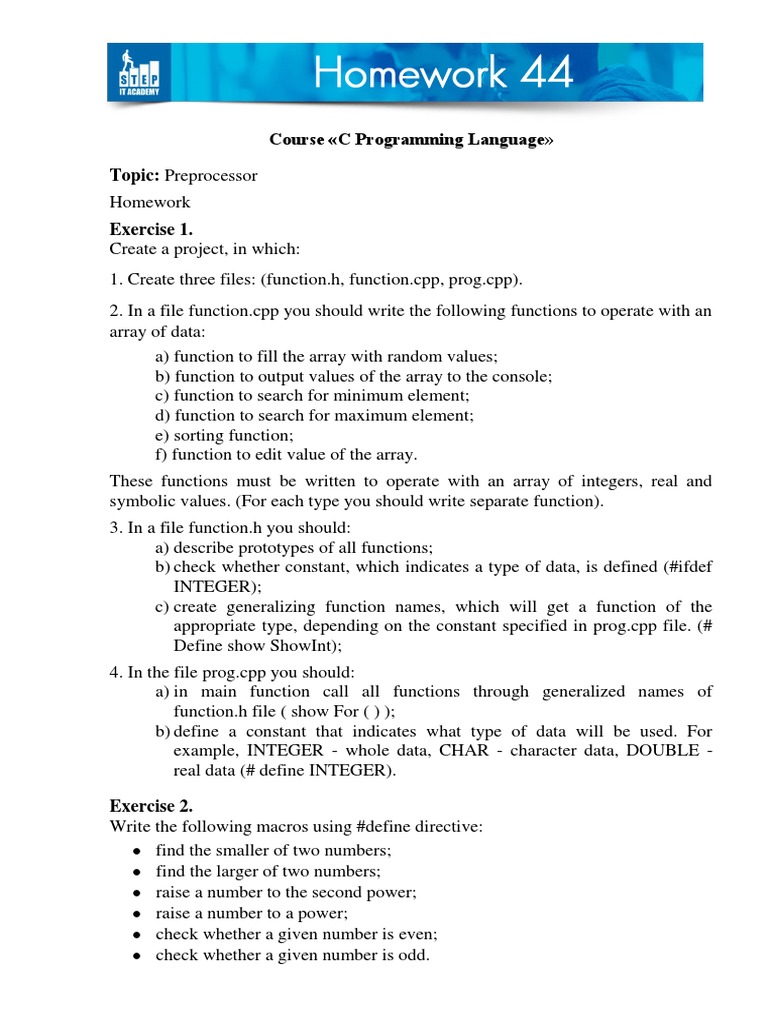 C Programming Preprocessor Homework Guide | PDF | Teaching Methods ...