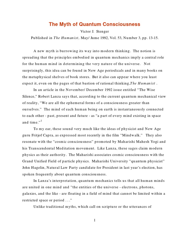 The Myth of Quantum Consciousness | PDF | Quantum Mechanics | Theory Of ...