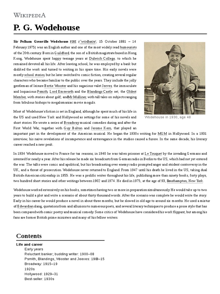 P. G. Wodehouse PDF | PDF | P. G. Wodehouse