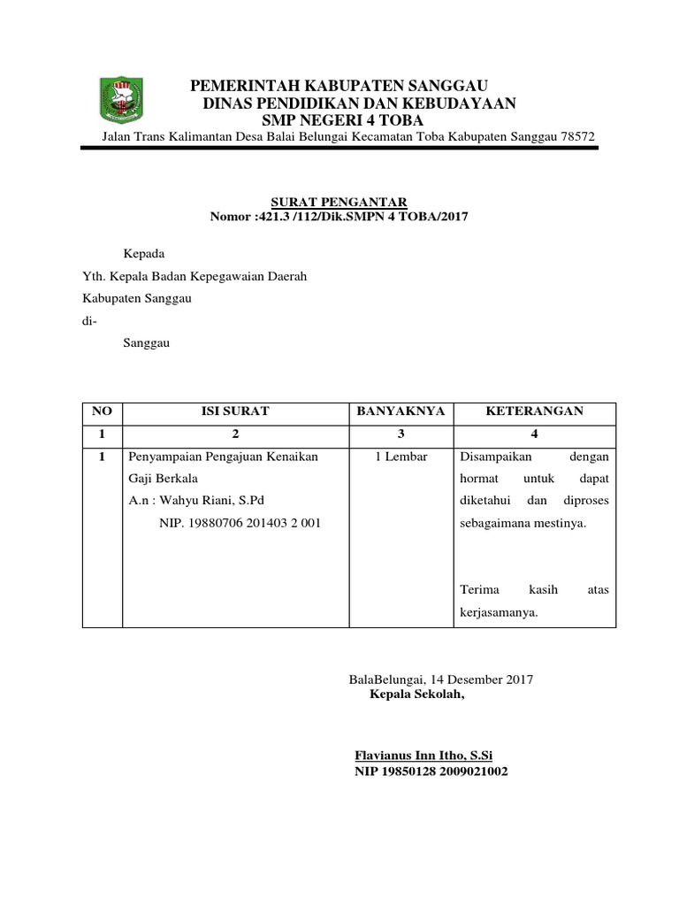 Contoh Surat Kenaikkan Pangkat Dan Gaji