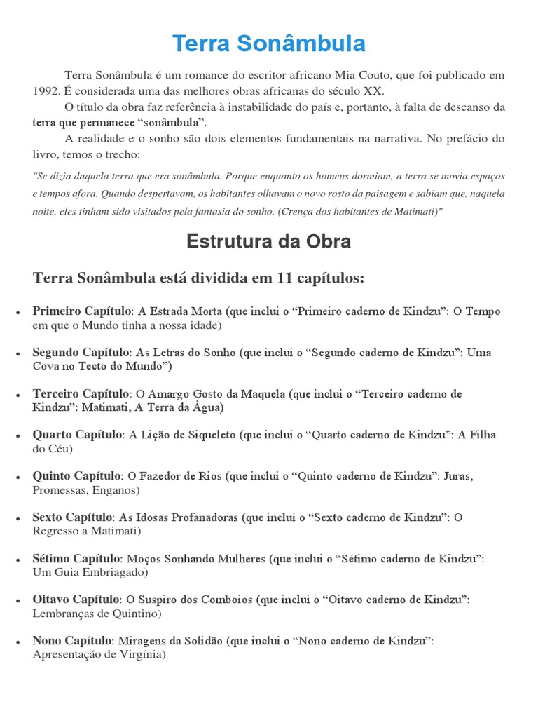 Terra Sonâmbula | PDF | Morte | Tempo