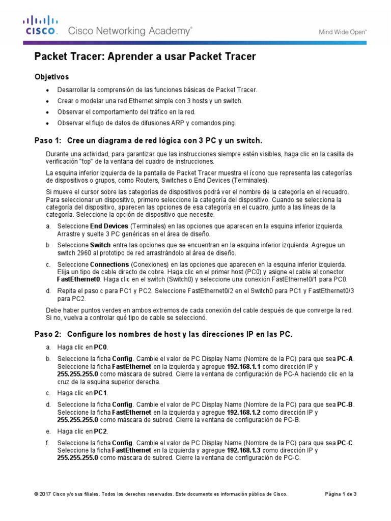 3.5.2.4 Packet Tracer - Aprender A Usar Packet Tracer | PDF | Point and ...