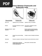 Prokaryotic vs Eukaryotic Cells Table | PDF | Cell (Biology) | Eukaryotes