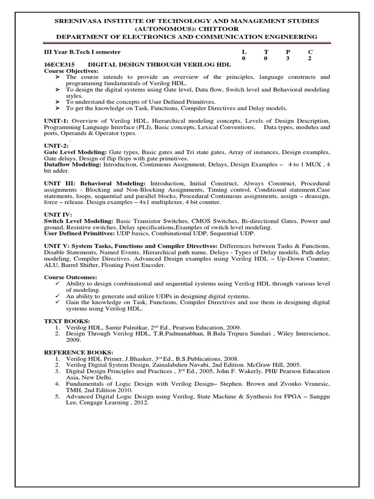 Verilog HDL Digital Design Course | PDF | Hardware Description Language ...