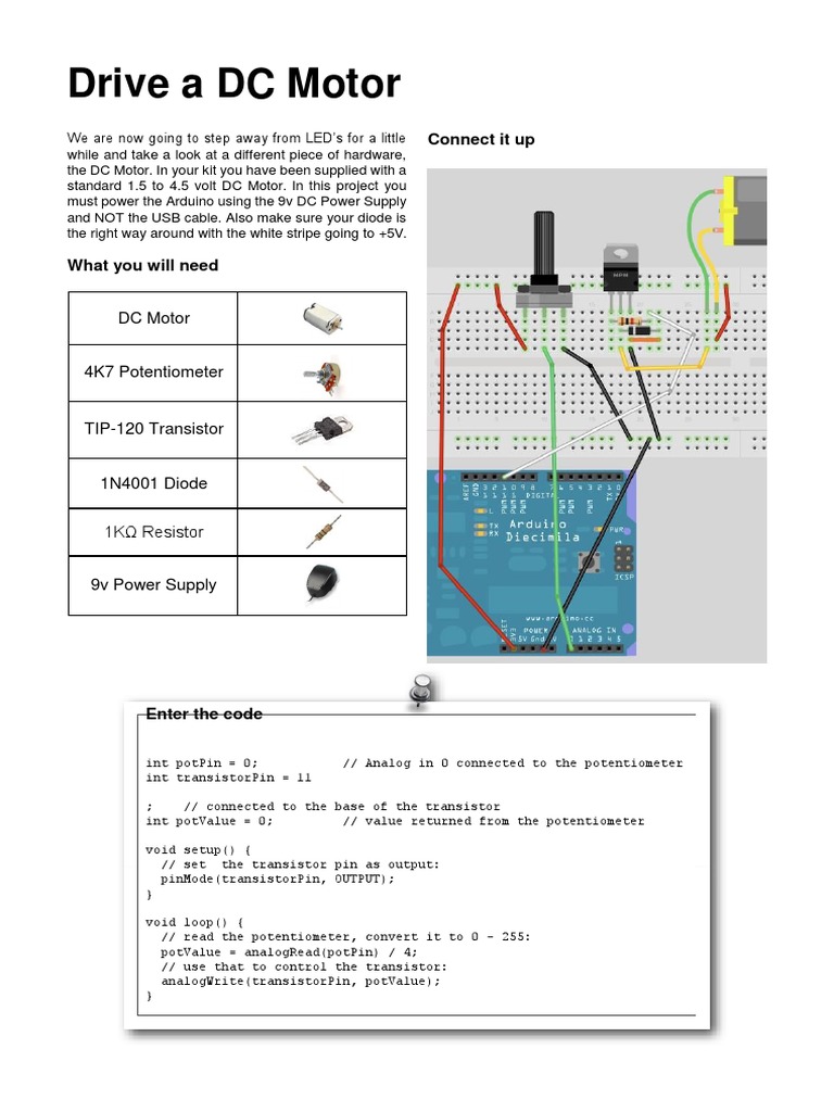 Control DC Motor with Arduino Setup | PDF | Electronic Circuits ...