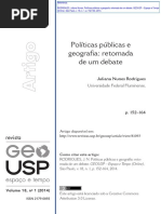 RODRIGUES, JN (2014). Políticas Públicas e Geografia - Retomada de Um Debate