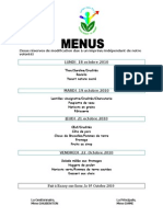 Menus du 18 au 22 octobre