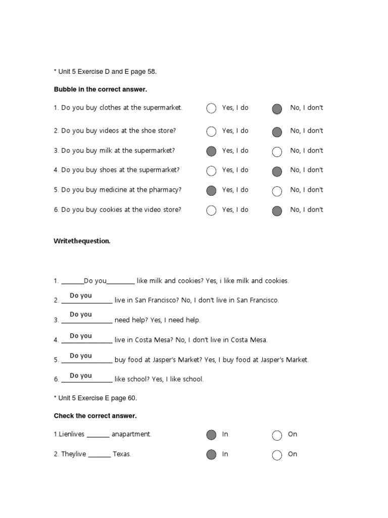Unit 5 Exercise D and E Page 58amauri | PDF | Food And Drink | Business