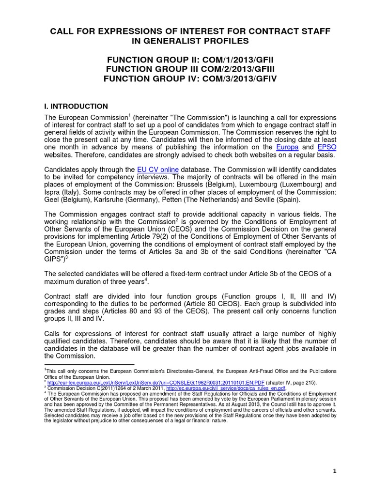 Call For Contract Agents en PDF | PDF | European Union | European ...