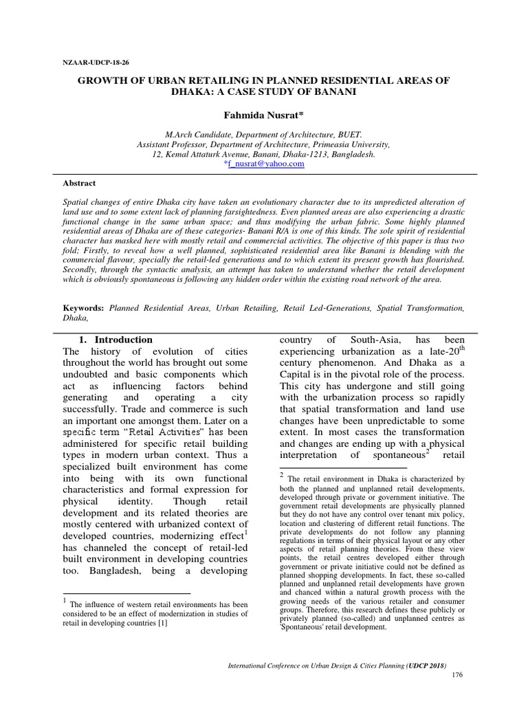Growth of Urban Retailing in Planned Residential Areas of Dhaka: A Case ...