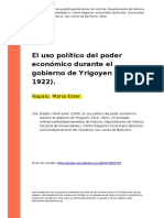 Rapalo 2009 El Uso Politico Del Poder Economico Durante El Gobierno de Yrigoyen (1916 - 1922)