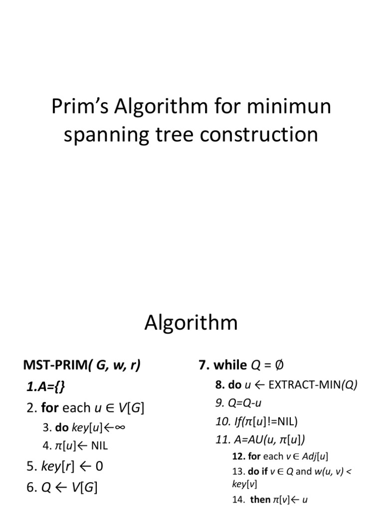 Explanation Of Prim Pptx Graph Theory Discrete Mathematics