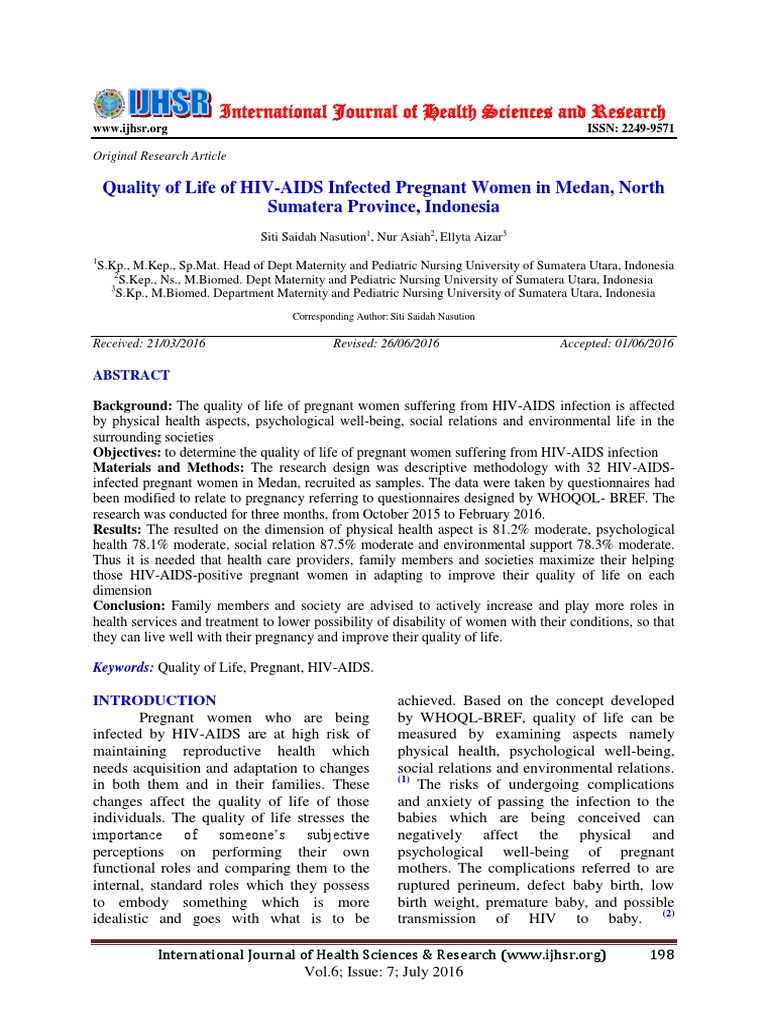 International Journal of Health Sciences and Research | PDF | Hiv/Aids ...