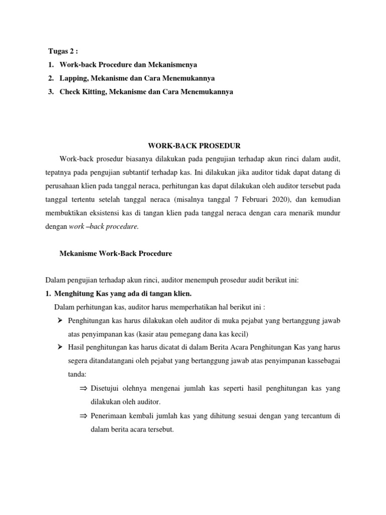 Prosedur Audit: Lapping dan Kitting | PDF