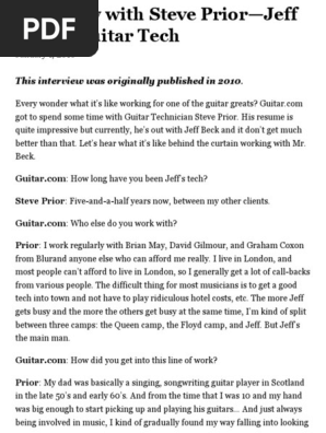 Interview With Steve Prior—Jeff Beck’s Guitar Tech • Guitar.com