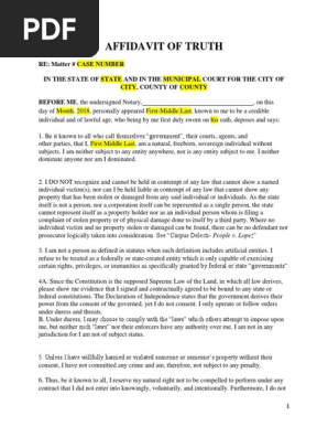 Affidavit of Truth