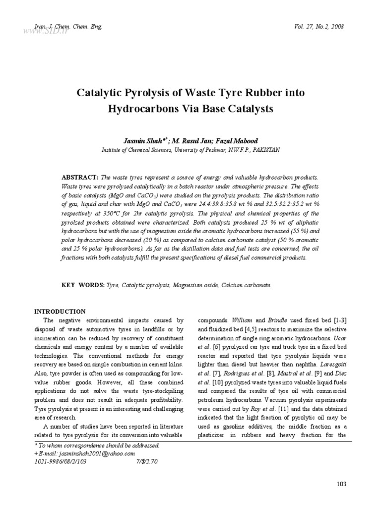 Catalytic Pyrolysis | PDF | Pyrolysis | Catalysis