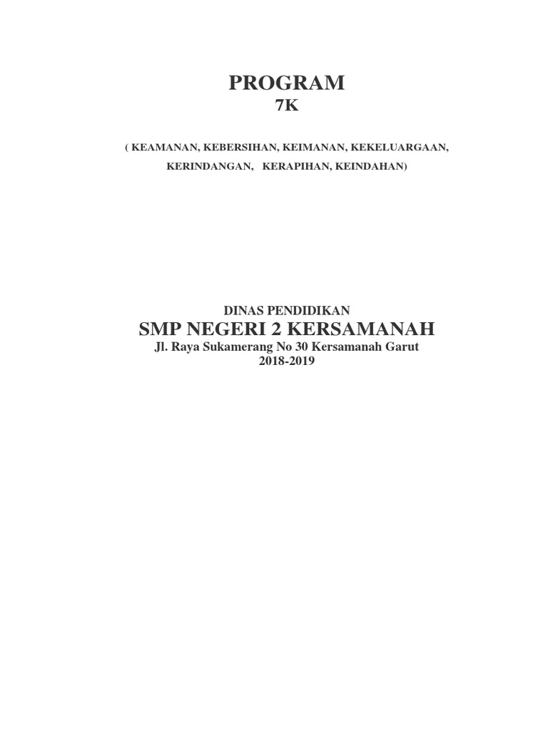 Program 7K di SMP Negeri 2 Kersamanah | PDF | Karier & Perkembangan