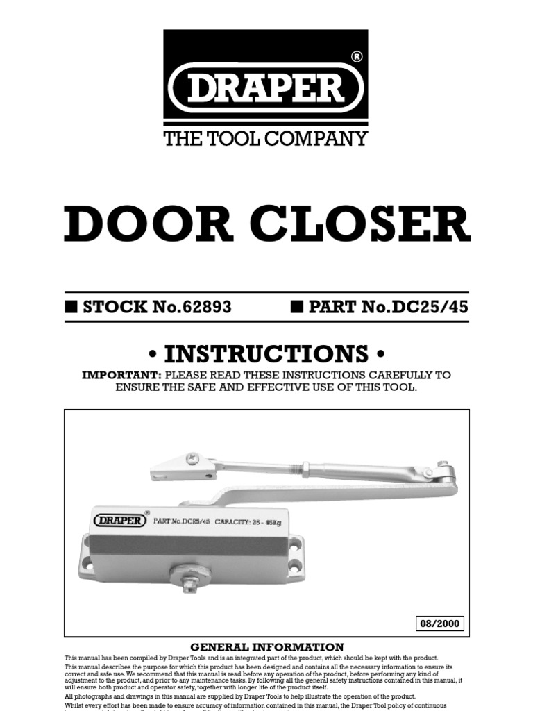 Door Closer Instructions PDF Door Screw