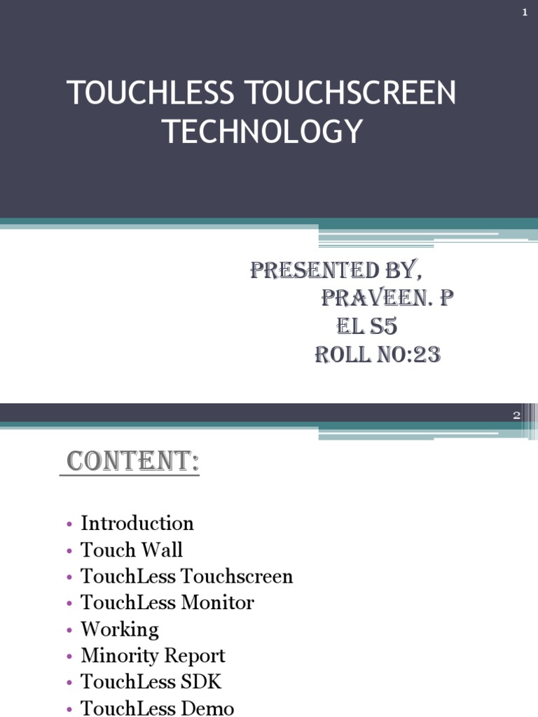 Touchless Touchscreen Technology Overview | PDF | Touchscreen | Human ...