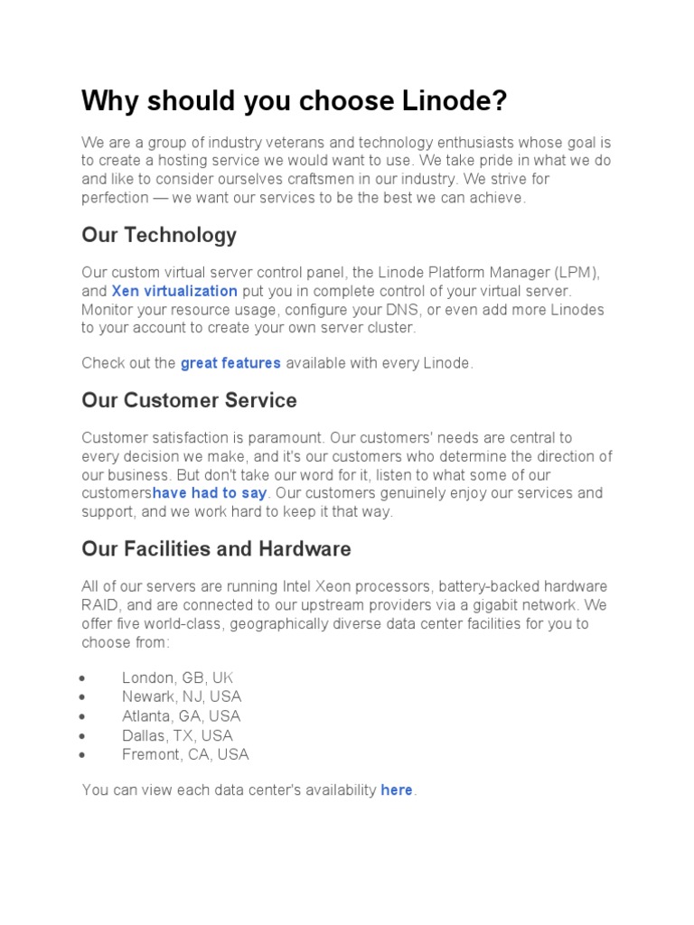 Why Choose Linode for VPS Hosting? | PDF | Virtualization | Server ...