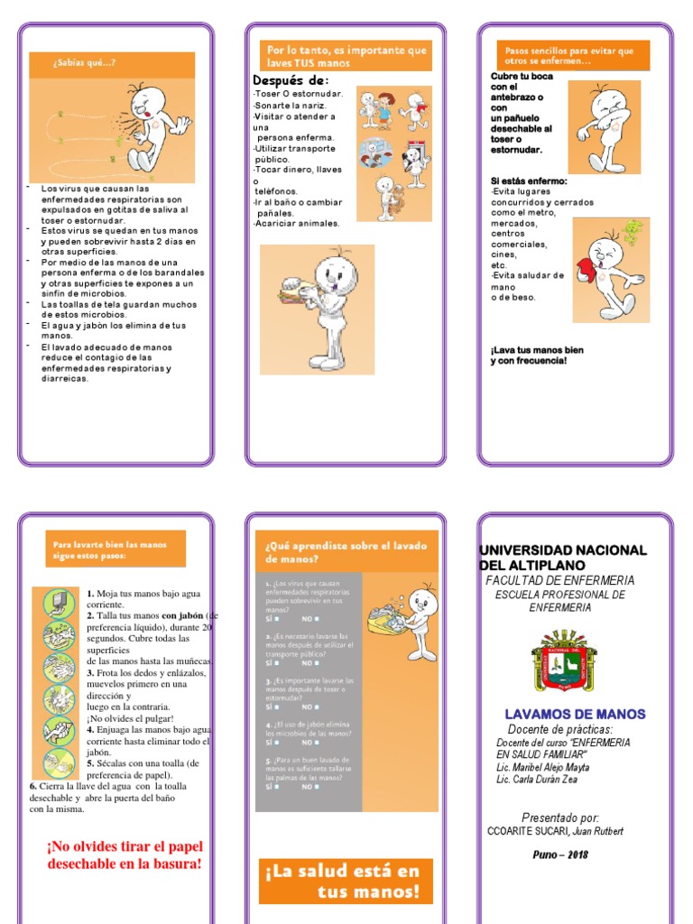 Tríptico sobre el Lavado de Manos | PDF | Lavado de manos | Salud y ...