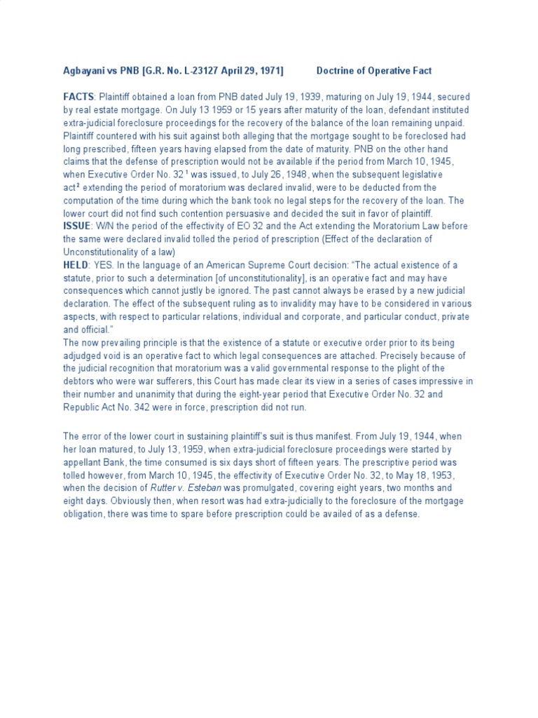 Case 135 Agbayani Vs PNB PDF PDF Foreclosure Statute Of Limitations