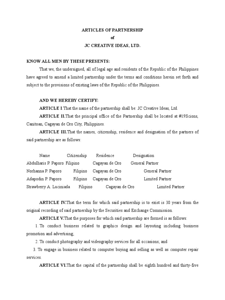 Limited partnership examples image