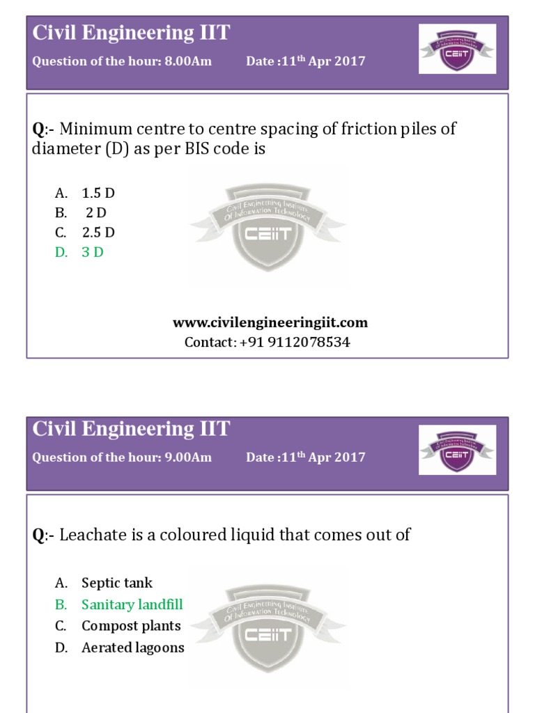 Collection of Civil Engineering Practice Questions from ...