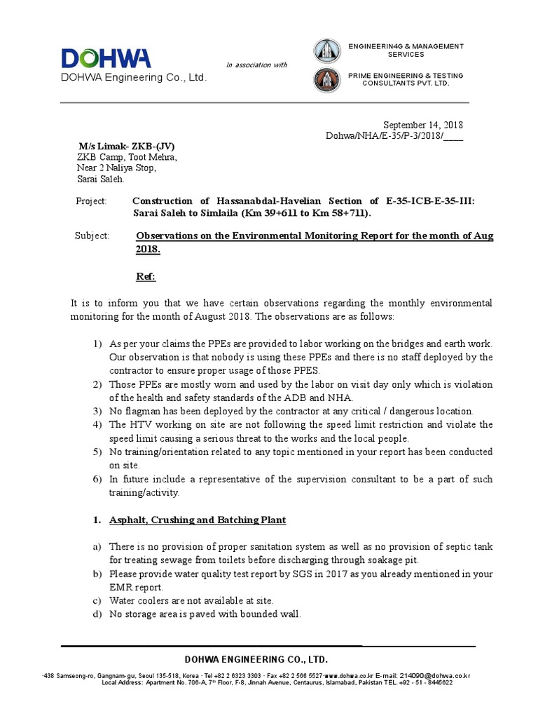 Environmental Monitoring Observations E-35 | PDF | Asphalt ...