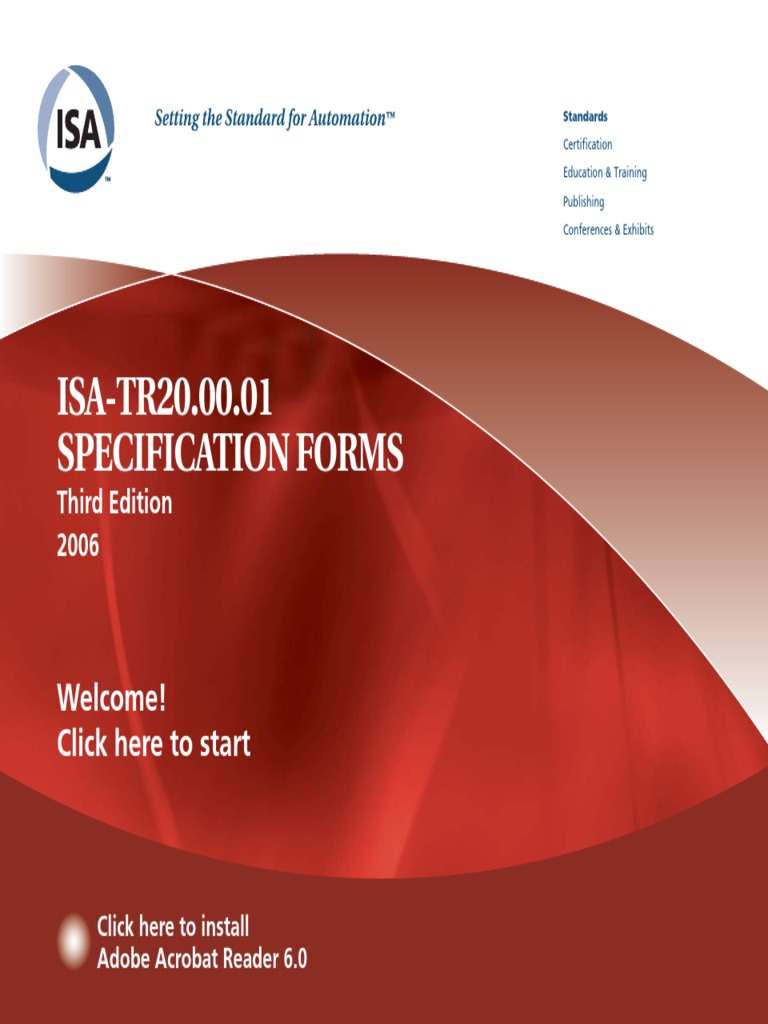 ISA-TR20.00.01 Specification Forms: Welcome! Click Here To Start | PDF