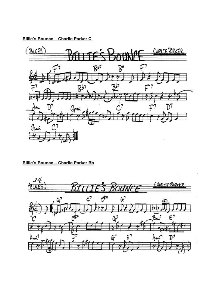 Billie S Bounce Charlie Parker C Pdf Entertainment General