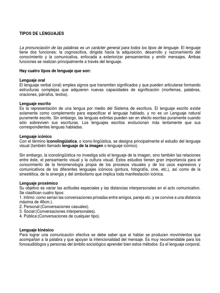 Tipos y Funciones del Lenguaje | PDF | Palabra | Dialecto