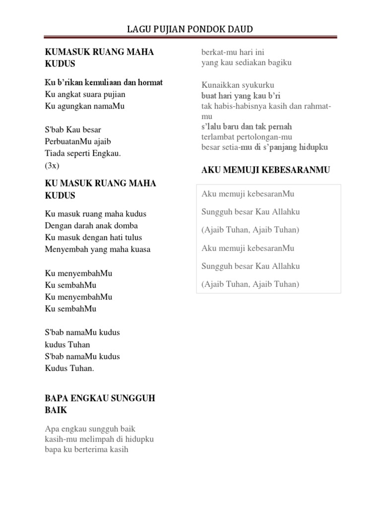 Download Ku Masuk Ruang Maha Kudus Berbagai Ruang