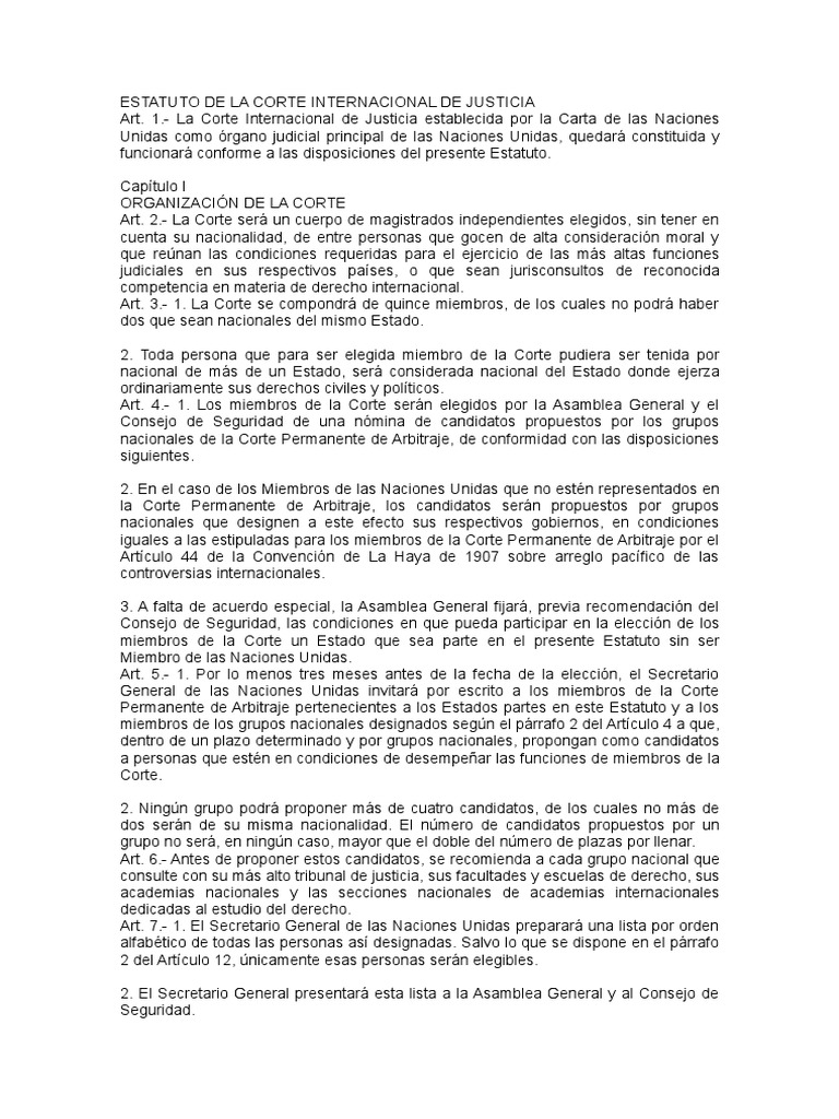 Estatuto de La Corte Internacional de