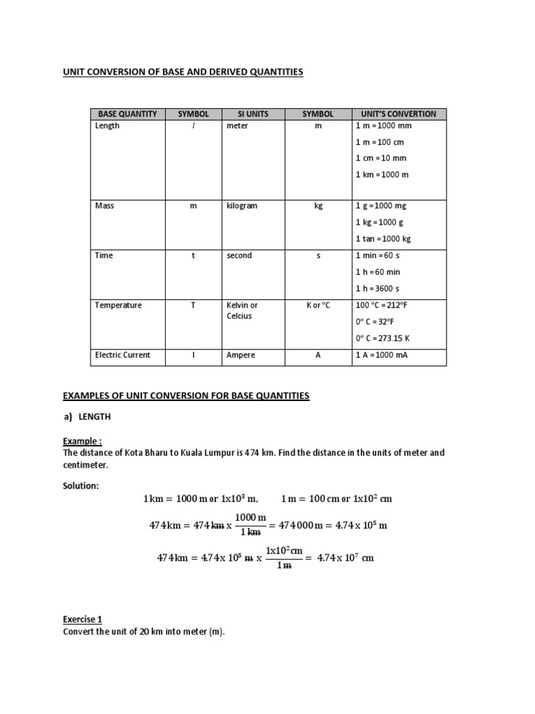 Unit Conversion of Base and Derived Quantities | PDF | Kilogram | Speed