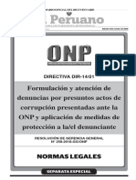 Directiva para la formulación y atención de Denuncias por Presuntos Actos de Corrupción presentadas ante la ONP y aplicación de medidas de protección al denunciante