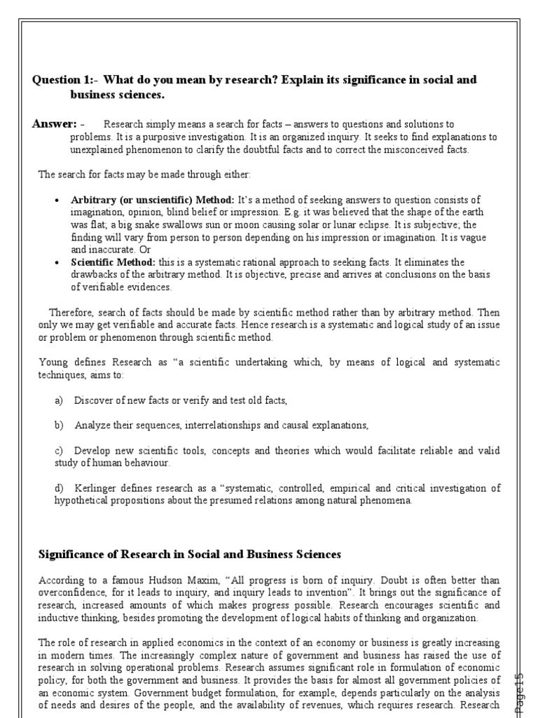 Importance of Research in Social Sciences | PDF | Statistical ...