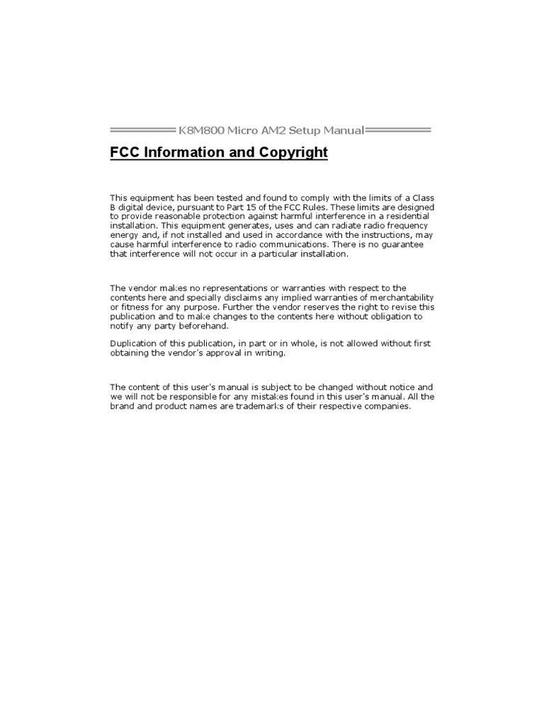 K8M800 Micro AM2manual-1 PDF | PDF | Bios | Ibm Pc Compatibles
