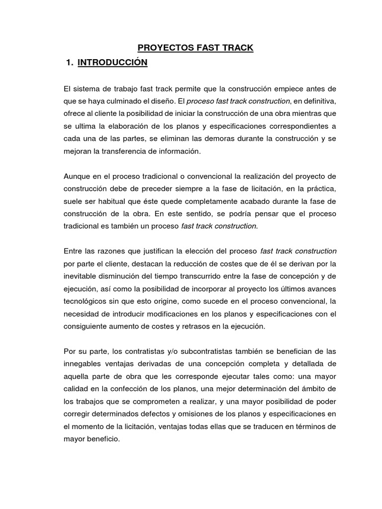 Proyectos Fast Track en Construcción | PDF | Diseño | Planificación