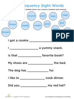 Complete Sentence Common Sight Words PDF