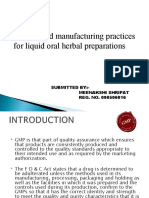 Current Good Manufacturing Practices For Liquid Oral Herbal Preparations