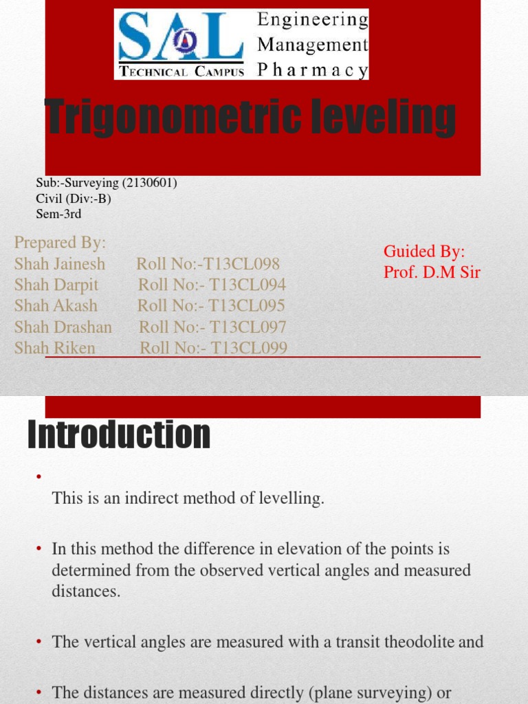 Trigonometric Leveling in Surveying | PDF | Surveying | Cartography