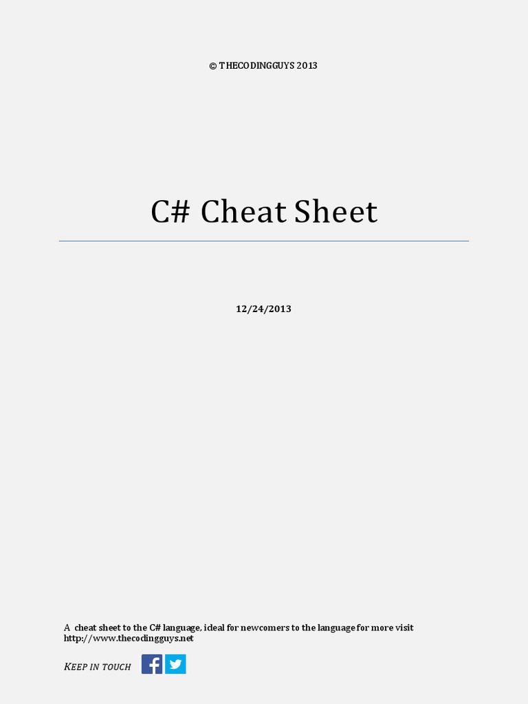C# Cheat Sheet THE CODING GUYS 1 of 2 PDF | PDF | Control Flow | String ...